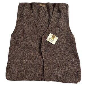 NWT Alpaka Fashions Made in Peru Brown Button Front V-Neck Vest Size Regular